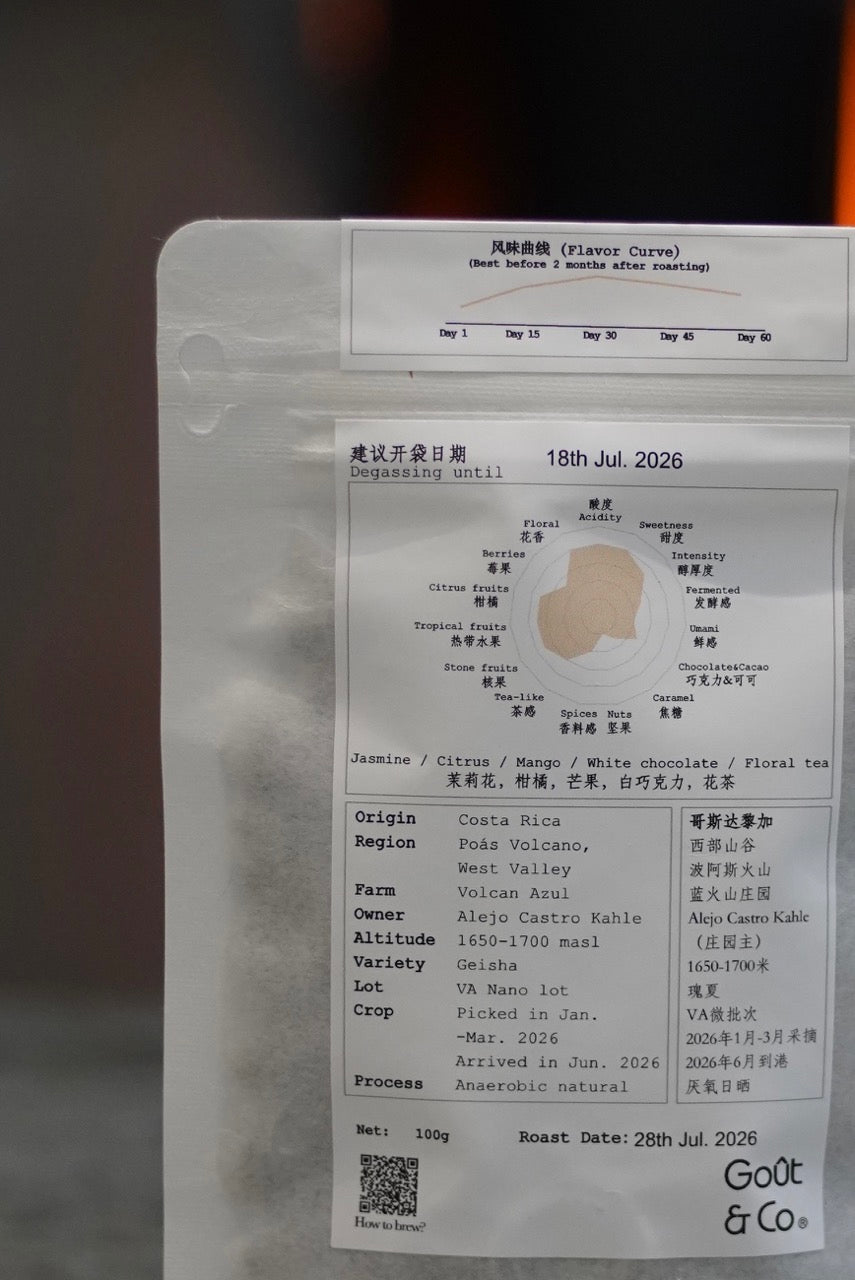 Costa Rica Volcan Azul Geisha Anaerobic natural #VA nano